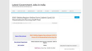 
                            9. ESIC Odisha Region Online Form | Admit Card | 53 Paramedical ...