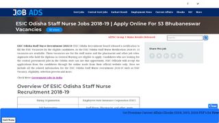 
                            11. ESIC Odisha Staff Nurse Recruitment 2018-19 | Apply For 53 Openings