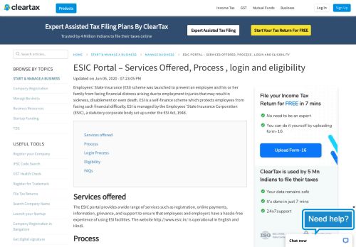 
                            11. ESIC Portal – Services Offered, Process , login and eligibility - ClearTax