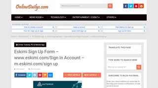 
                            4. Eskimi Sign Up Form - www.eskimi.com/Sign In ... - OnlineDailys.com