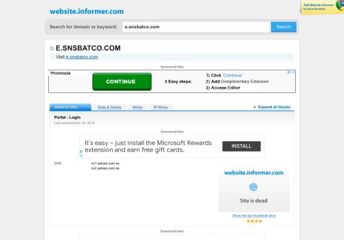 
                            7. e.snsbatco.com at WI. Portal - Login - Website Informer