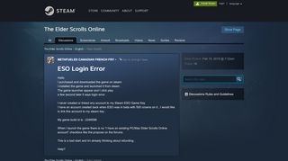 
                            8. ESO Login Error :: The Elder Scrolls Online English - Steam Community