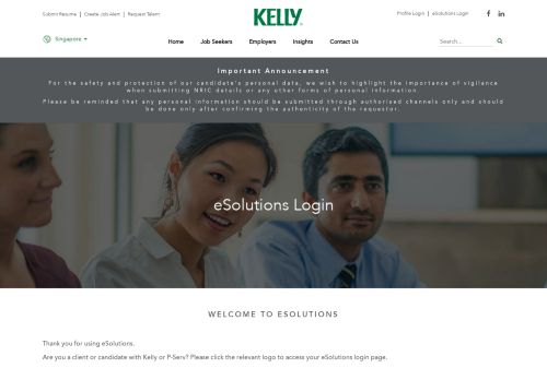 
                            1. eSolutions Login - Kelly Services