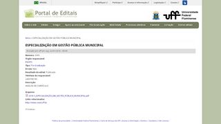 
                            7. ESPECIALIZAÇÃO EM GESTÃO PÚBLICA MUNICIPAL - Editais UFF