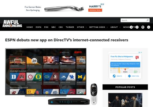 
                            12. ESPN debuts new app on DirecTV's internet-connected receivers