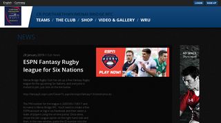 
                            7. ESPN Fantasy Rugby league for Six Nations - Menai Bridge RFC