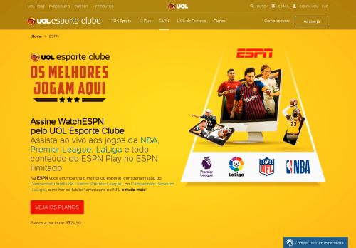 
                            9. ESPN Play: Programação ao vivo de futebol, NBA, NFL e MLB!