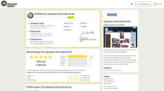 
                            10. espresso-international.de Bewertungen & Erfahrungen | Trusted Shops
