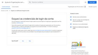 
                            1. Esqueci as credenciais de login da conta - Ajuda do Organizações ...