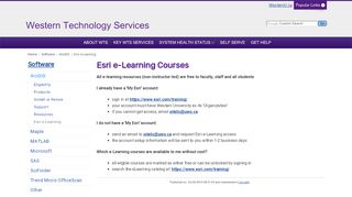 
                            10. Esri e-Learning - Western Technology Services - Western University