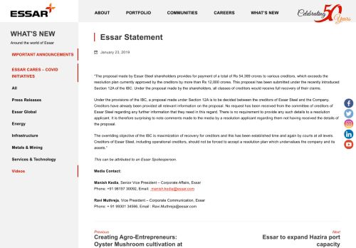 
                            5. Essar Statement - Essar | Creating Value