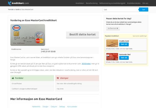 
                            8. Esso MasterCard kredittkort (Søk her) | Kredittkort.com