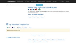 
                            7. Essta tally login docomo Results For Websites Listing - SiteLinks.Info