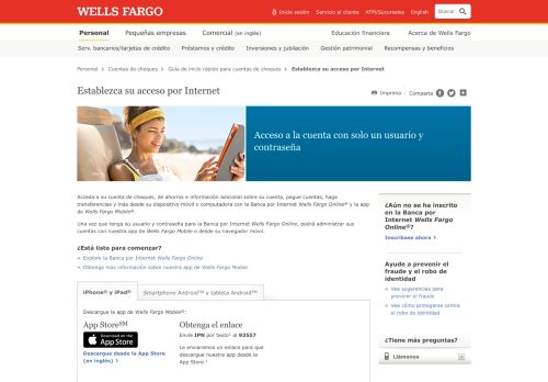 
                            11. Establezca su acceso por Internet - Wells Fargo