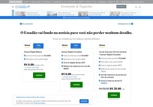 
                            3. 'Estadão' libera acesso à edição digital - Economia - Estadão