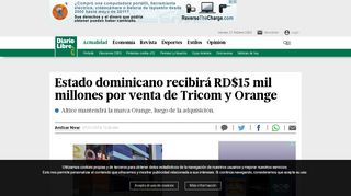 
                            12. Estado dominicano recibirá RD$15 mil millones por venta de Tricom y ...
