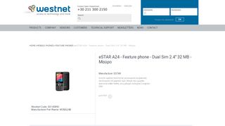 
                            8. eSTAR A24 - Feature phone - Westnet Distribution