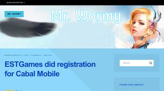 
                            6. ESTGames did registration for Cabal Mobile – Mr. Wormy