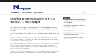 
                            12. Estonian government approves €11.3 billion 2019 state budget. - News