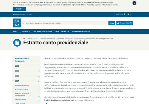 
                            8. Estratto conto previdenziale - Inps