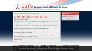 
                            8. ESTS - European Society of Thoracic Surgeons - EJCTS- changes to ...