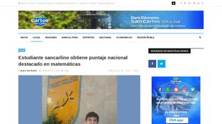 
                            11. Estudiante sancarlino obtiene puntaje nacional destacado en ...