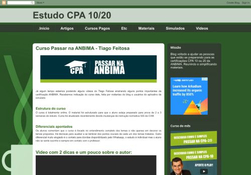 
                            9. Estudo CPA 10/20: Curso Passar na ANBIMA - Tiago Feitosa