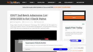 
                            12. ESUT Admission List 2018/2019 Is Out | Check Status ⋆ NGScholars