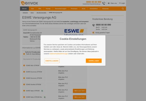 
                            4. ESWE: Strompreise im Überblick - Verivox