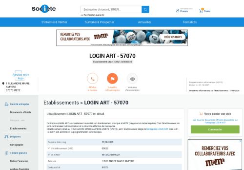 
                            8. Etablissement LOGIN ART à METZ (57070) sur SOCIETE.COM ...