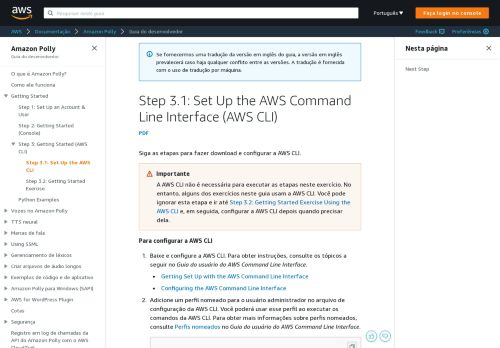 
                            6. Etapa 3.1: Configurar a AWS Command Line Interface (AWS CLI ...