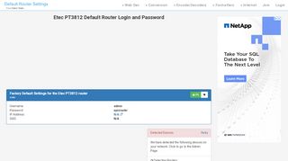 
                            10. Etec PT3812 Default Router Login and Password - Clean CSS