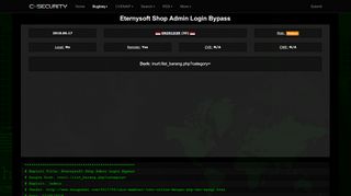
                            3. Eternysoft Shop Admin Login Bypass - CXSecurity.com