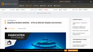 
                            3. ▷ ETH und ERC20 Token Wallet » Tutorial für MyEtherWallet (MEW)