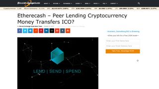 
                            8. Etherecash Review - Peer Lending Cryptocurrency Money Transfers ...