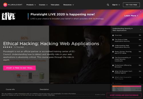 
                            6. Ethical Hacking: Hacking Web Applications | Pluralsight