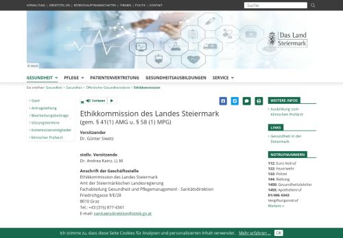 
                            6. Ethikkommission des Landes Steiermark - Gesundheitsserver - Land ...