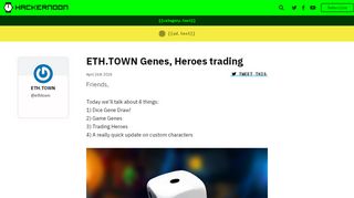 
                            12. ETH.TOWN Genes, Heroes trading – Hacker Noon