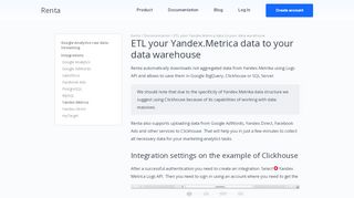 
                            11. ETL your Yandex.Metrica data to your data warehouse - Renta