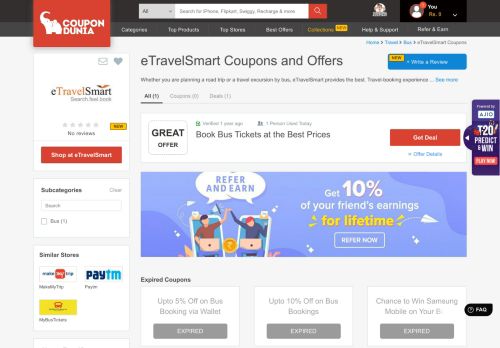 
                            11. ETravelsMart Coupons | Offers | Promo Codes | Feb 2019