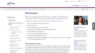 
                            1. ETS Account for GRE Tests (For Test Takers) - ETS.org