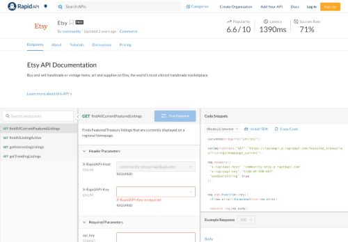 
                            12. Etsy API Documentation (community) | RapidAPI