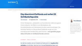 
                            5. Etsy übernimmt DaWanda und verliert 20 Sichtbarkeitspunkte - SISTRIX