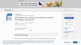 
                            8. EU-Regulierung von Bitcoin und anderen virtuellen ... - Springer Link