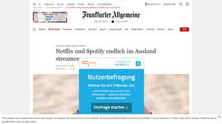 
                            10. EU schafft Geoblocking ab: Netflix & Spotify auch im Ausland - FAZ