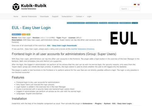 
                            13. EUL - Easy User Login - Kubik-Rubik Joomla! Extensions