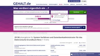 
                            10. [ € ] System Verfahren und Datenbankadministrator für das ... - Gehalt.de