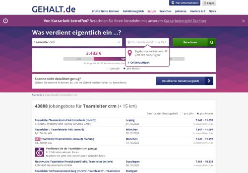 
                            8. [ € ] Teamleiter crm » Gehalt & Jobs - Gehalt.de