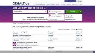 
                            5. [ € ] Transportplaner » Gehalt & Jobs - Gehalt.de