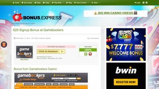 
                            7. €20 Signup Bonus at Gamebookers - Casino Bonuses at Bonus.Express